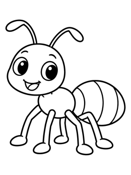 Free printable Cheerful Cartoon Ant With Big Eyes coloring page