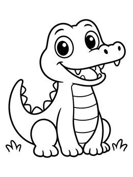Free printable Cheerful Cartoon Baby Crocodile coloring page