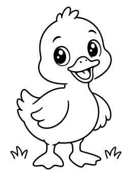 Free printable Cheerful Cartoon Baby Duckling coloring page