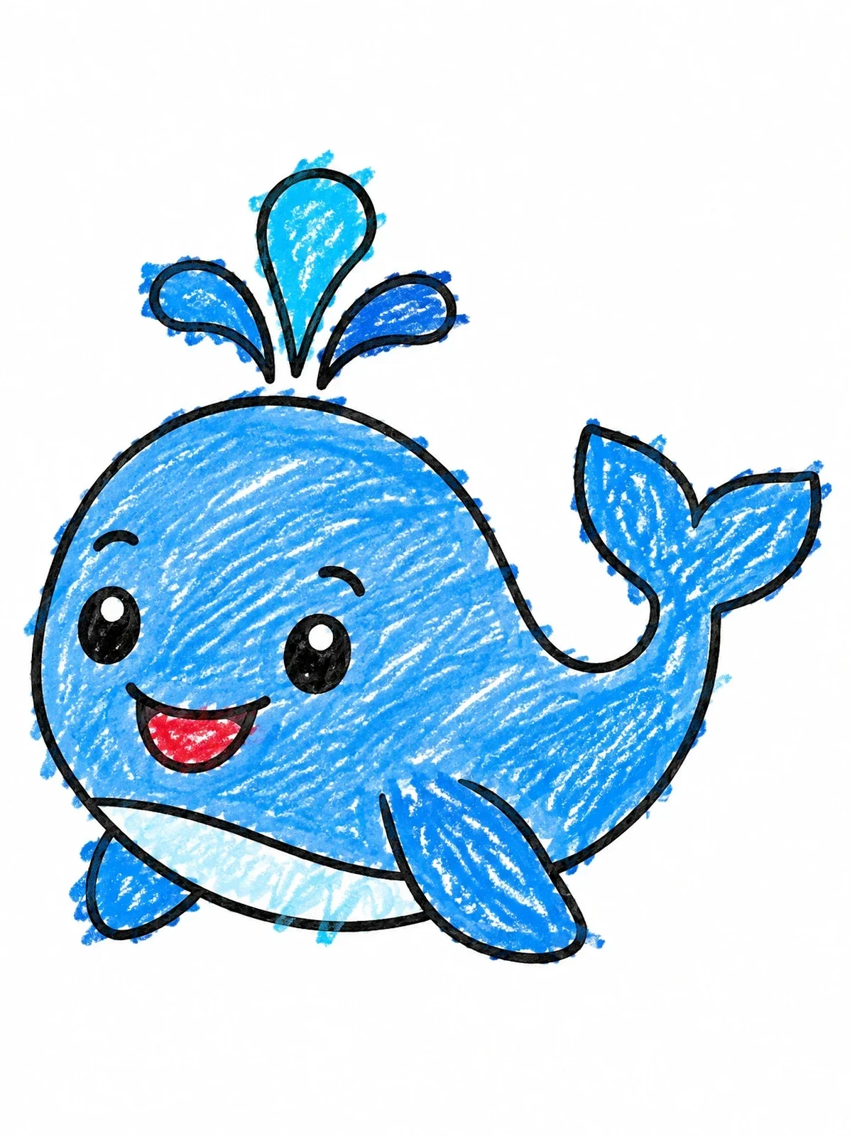 Colored example of the Cheerful Cartoon Baby Whale coloring page