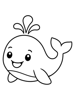 Free printable Cheerful Cartoon Baby Whale coloring page