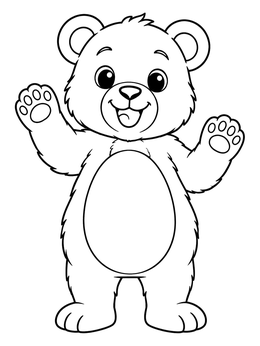 Free printable Cheerful Cartoon Bear Cub Standing coloring page