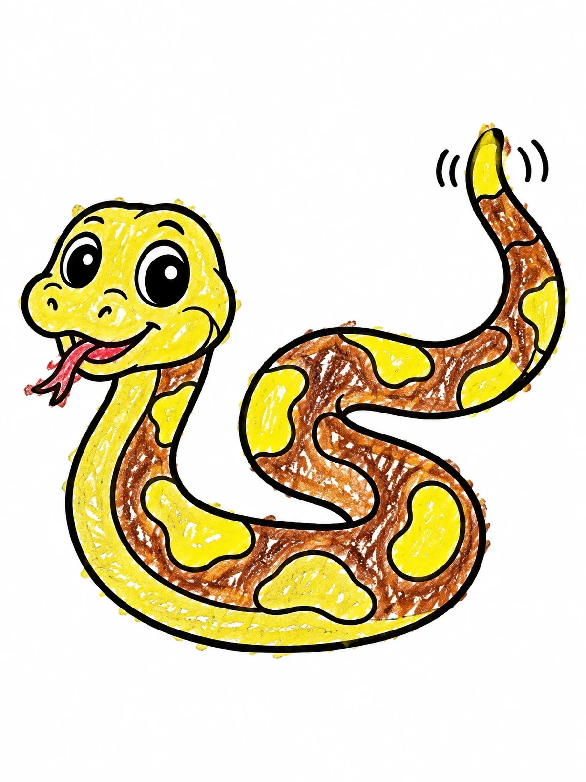 Colored example of the Cheerful Cartoon Burmese Python coloring page