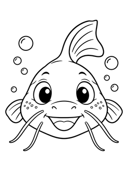 Free printable Cheerful Cartoon Catfish Face coloring page
