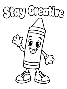 Free printable Cheerful Cartoon Crayon Character coloring page
