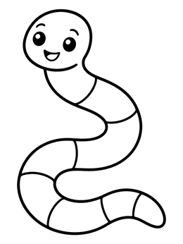 Free printable Cheerful Cartoon Earthworm coloring page