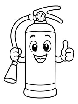 Free printable Cheerful Cartoon Fire Extinguisher coloring page