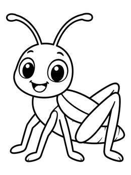 Free printable Cheerful Cartoon Grasshopper coloring page