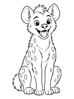 Free printable Cheerful Cartoon Hyena Sitting Upright coloring page
