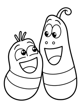 Free printable Cheerful Cartoon Larvae Laughing Together coloring page