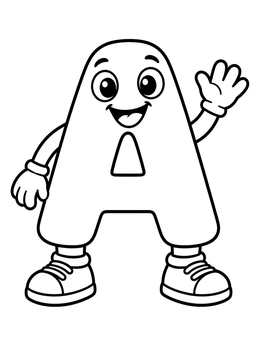 Free printable Cheerful Cartoon Letter A coloring page