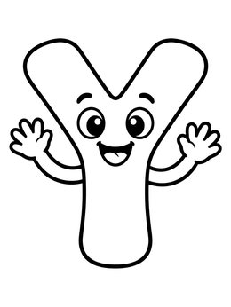 Free printable Cheerful Cartoon Letter Y coloring page