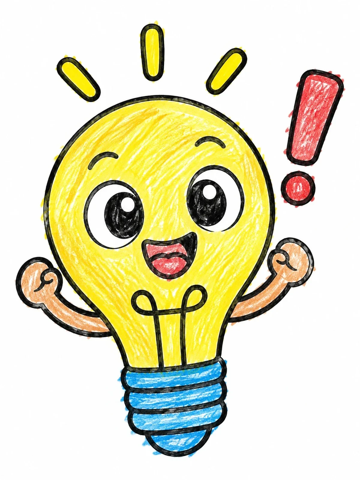 Colored example of the Cheerful Cartoon Light Bulb With Idea coloring page