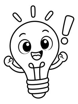 Free printable Cheerful Cartoon Light Bulb With Idea coloring page