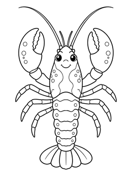 Free printable Cheerful Cartoon Lobster With Big Claws coloring page