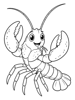Free printable Cheerful Cartoon Lobster With Claws coloring page
