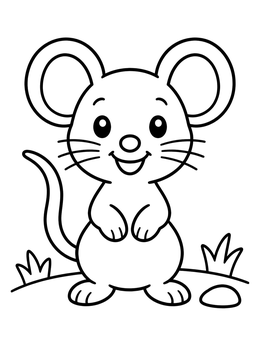 Free printable Cheerful Cartoon Mouse Standing Outside coloring page