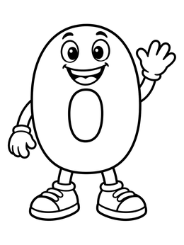 Free printable Cheerful Cartoon Number Zero coloring page