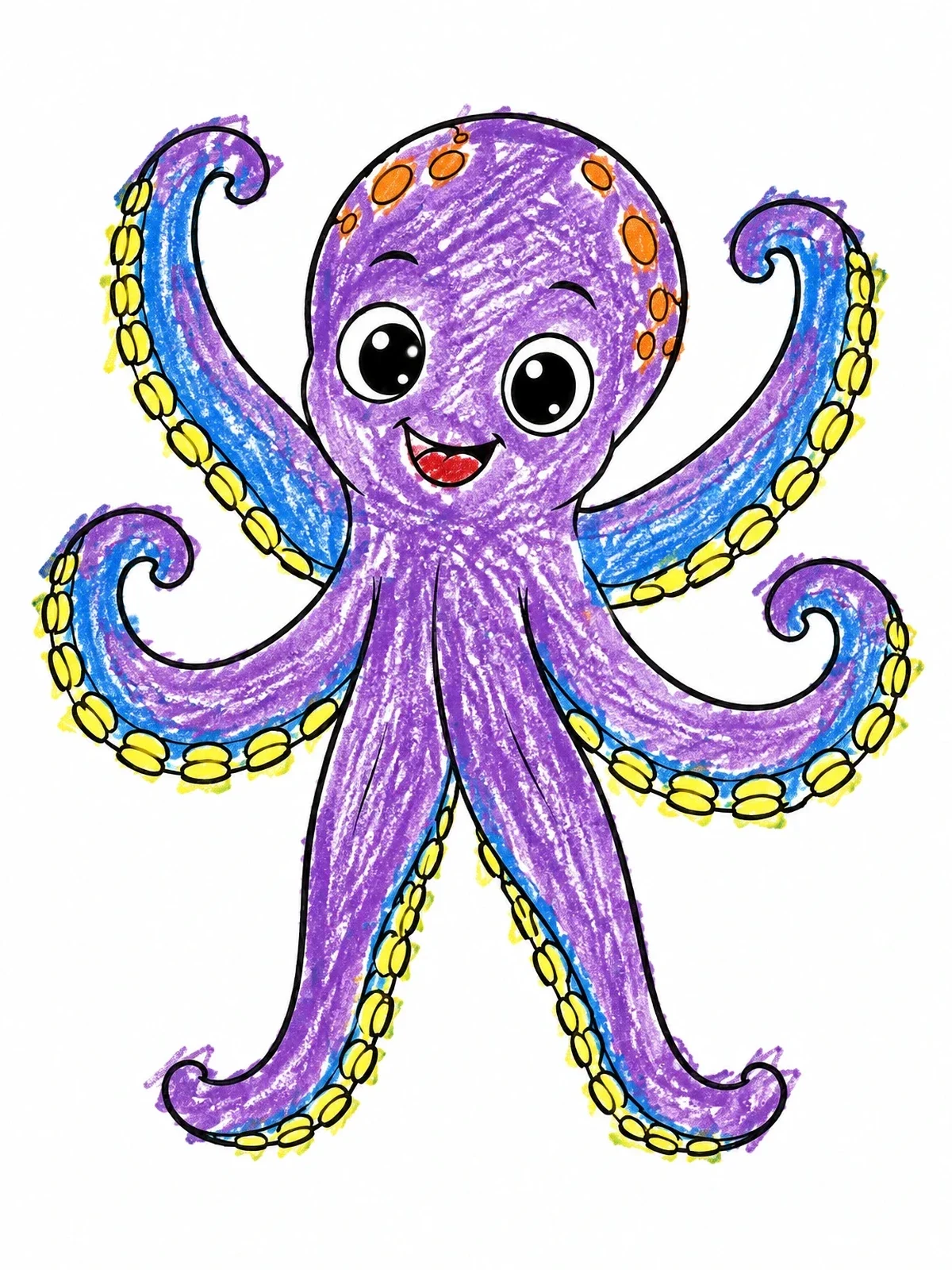 Colored example of the Cheerful Cartoon Octopus Dancing coloring page