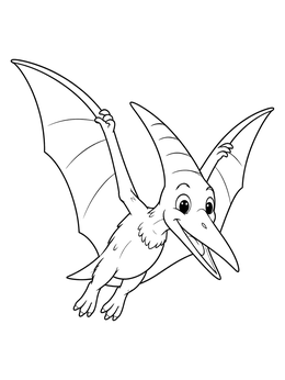 Free printable Cheerful Cartoon Pterodactyl Soaring coloring page