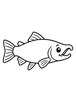 Free printable Cheerful Cartoon Salmon Fish coloring page