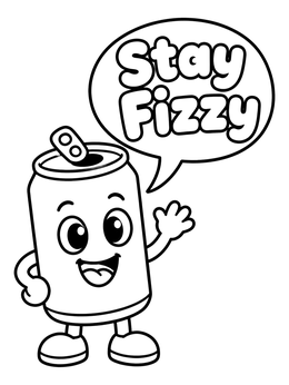 Free printable Cheerful Cartoon Soda Can coloring page