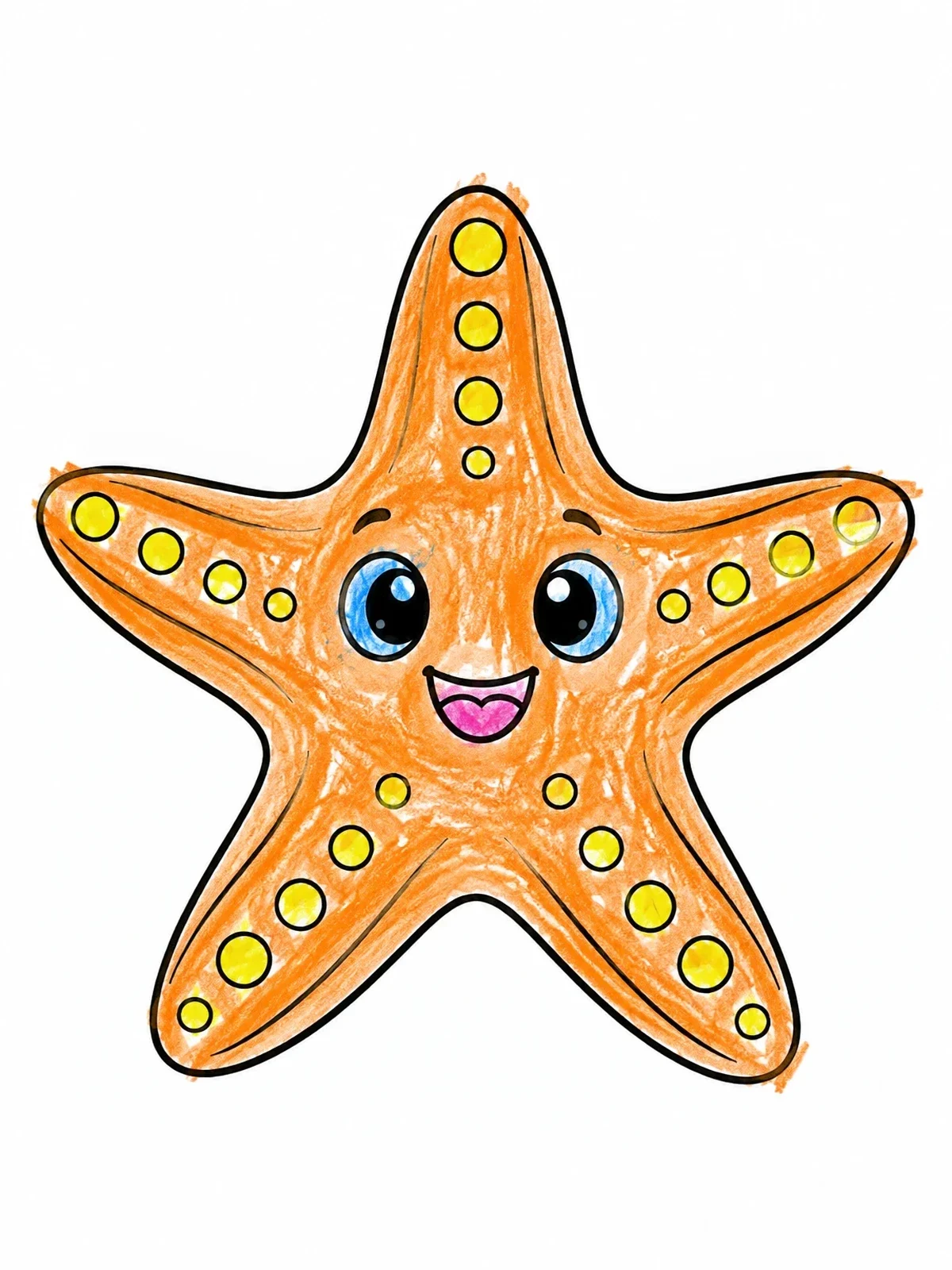 Colored example of the Cheerful Cartoon Starfish coloring page