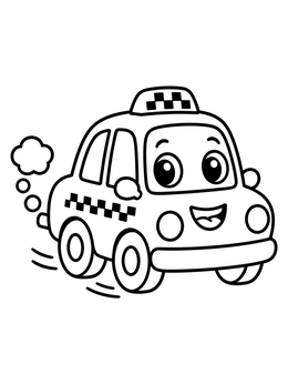 Free printable Cheerful Cartoon Taxi Cab coloring page