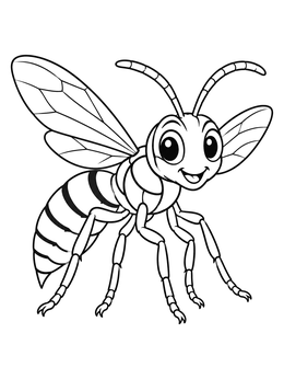 A happy smiling insect features in this friendly wasp coloring page.