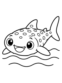 Free printable Cheerful Cartoon Whale Shark Swimming coloring page