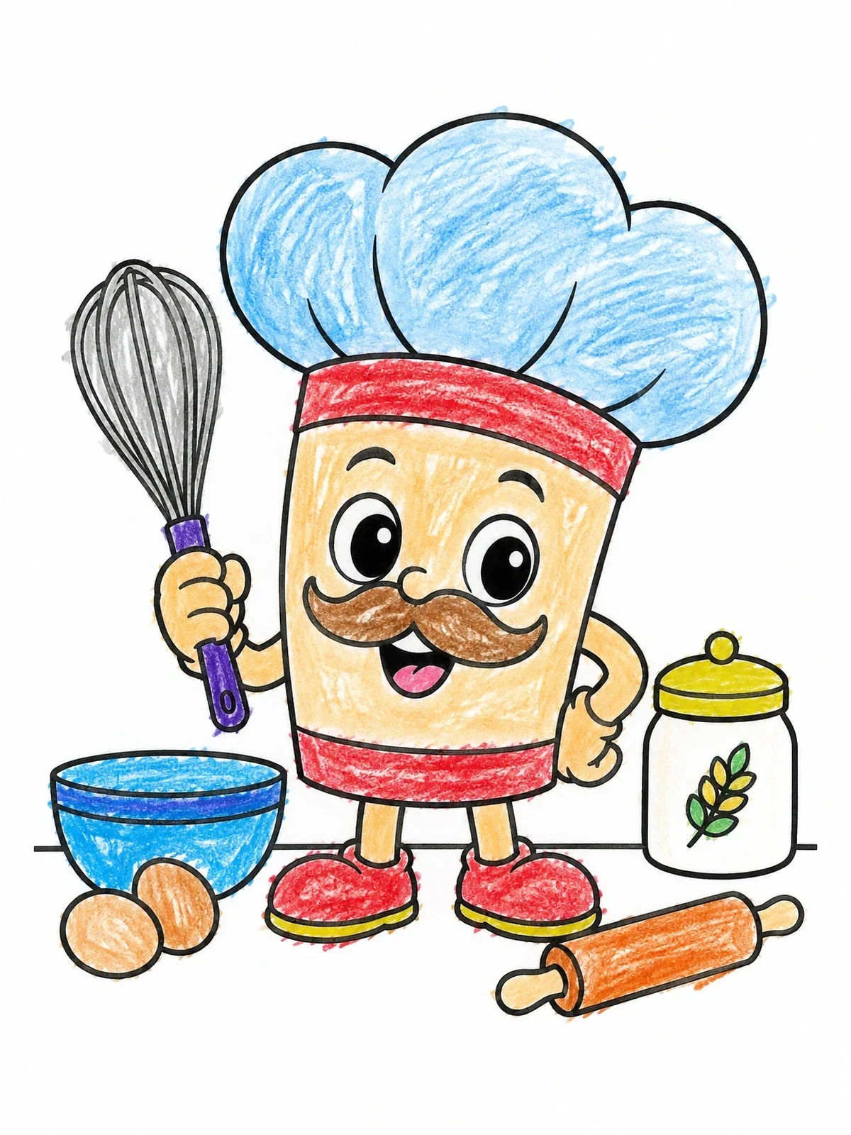 Colored example of the Cheerful Chef Hat With Whisk coloring page