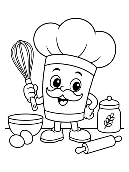 Free printable Cheerful Chef Hat With Whisk coloring page