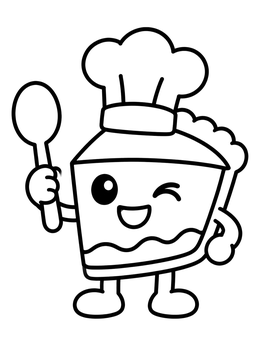 Free printable Cheerful Chef Pie Slice With Spoon coloring page