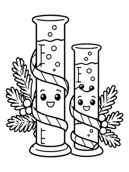 Free printable Cheerful Christmas Science Cylinders coloring page