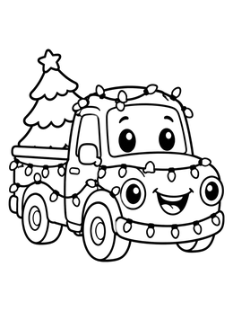 Free printable Cheerful Christmas Truck With Lights coloring page