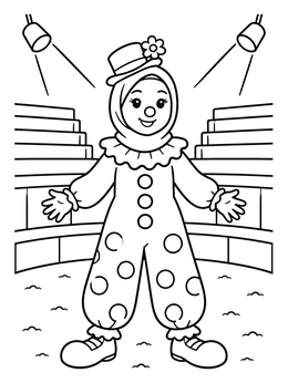 Free printable Cheerful Clown In The Circus Ring coloring page