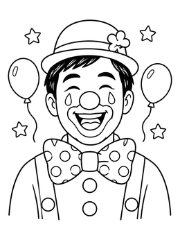 Free printable Cheerful Clown With Polka Dot Bowtie coloring page