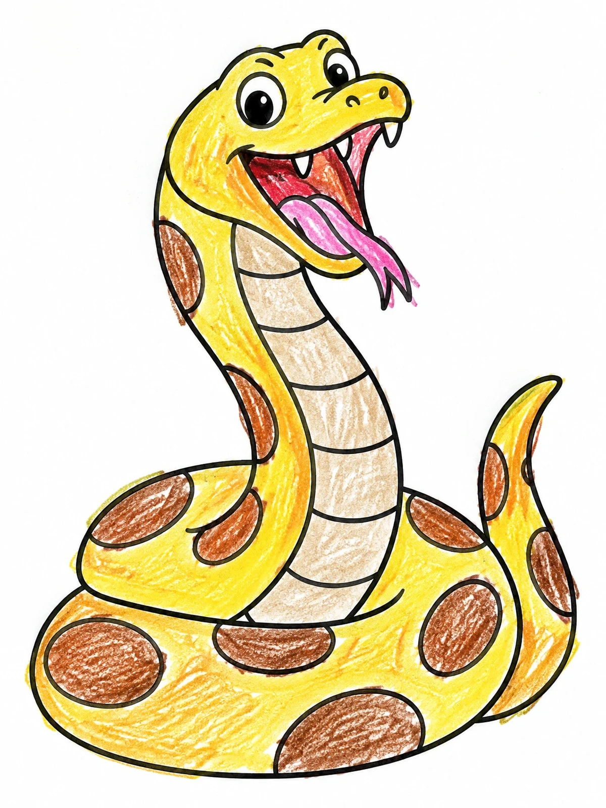 Colored example of the Cheerful Coiled Giant Titanoboa Snake coloring page