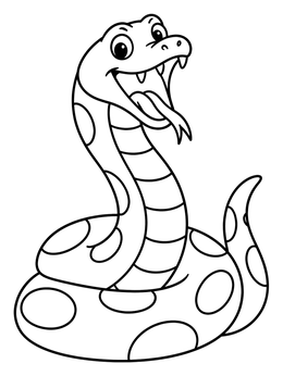 Free printable Cheerful Coiled Giant Titanoboa Snake coloring page