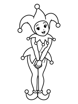 Free printable Cheerful Court Jester Standing Playfully coloring page