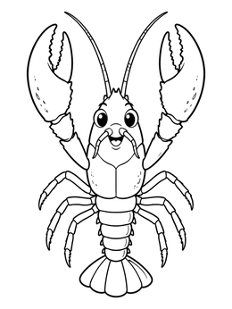 Free printable Cheerful Crawfish With Claws Raised coloring page