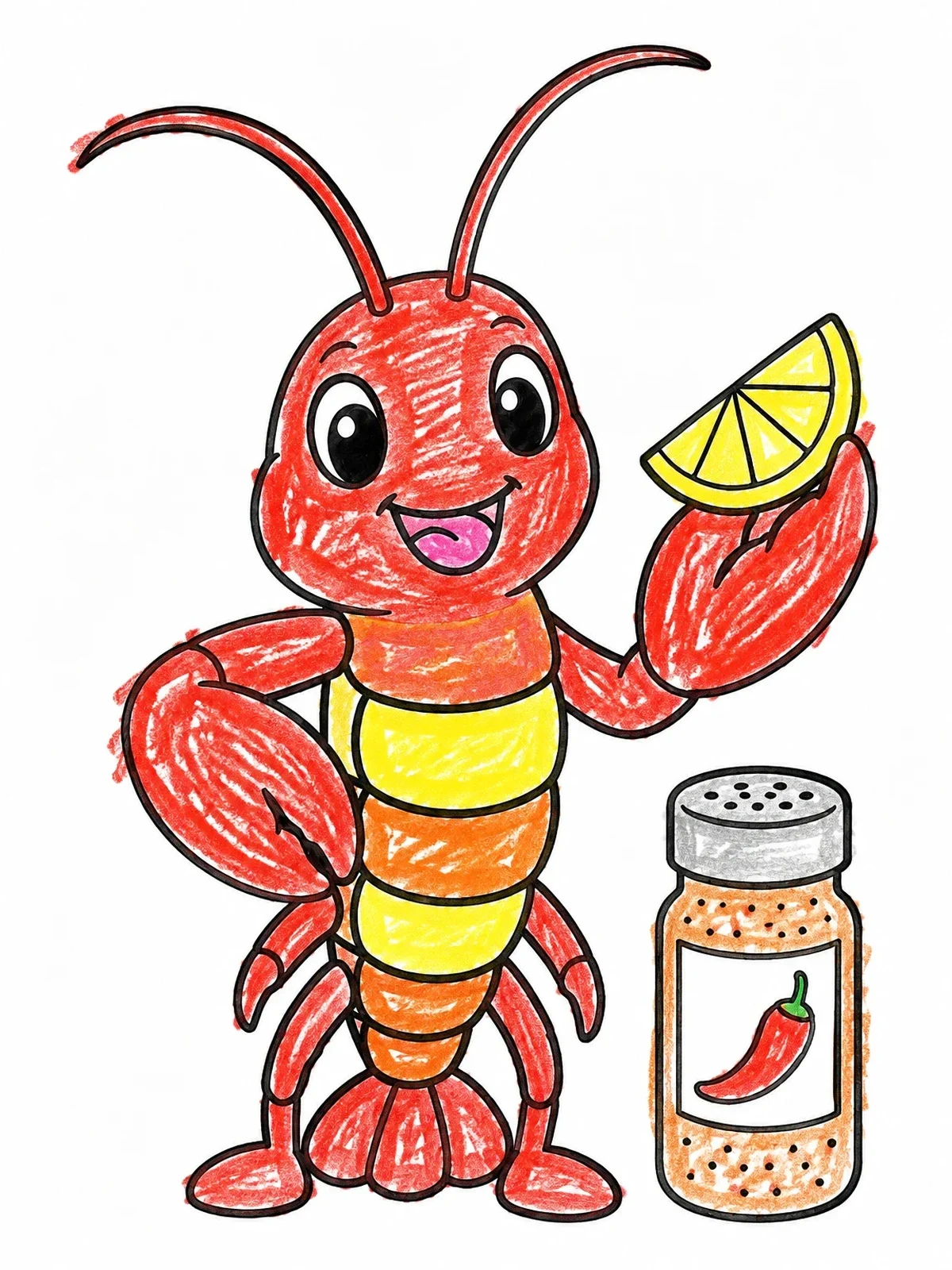 Colored example of the Cheerful Crawfish With Lemon And Spice coloring page