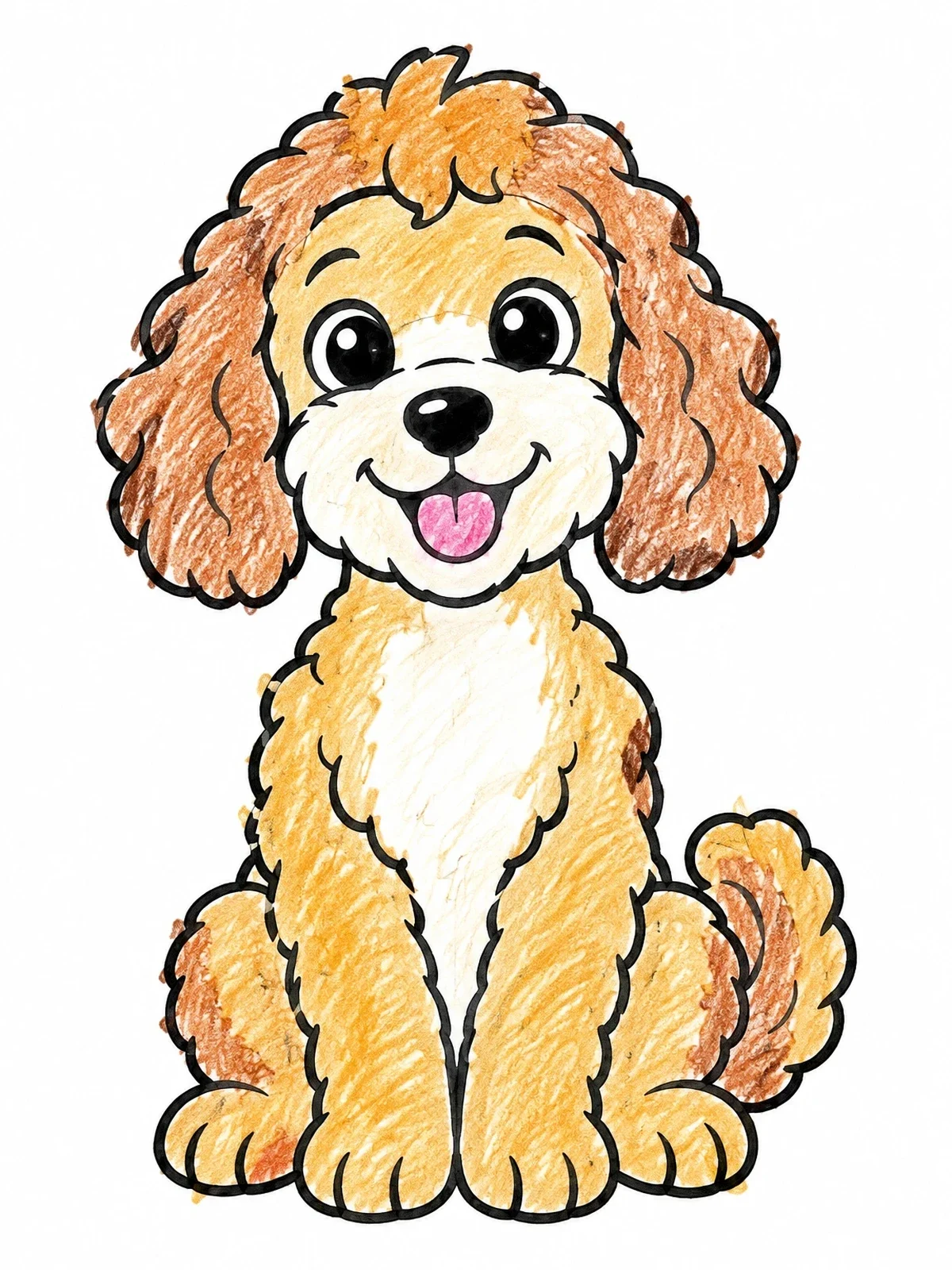 Colored example of the Cheerful Curly Cockapoo Puppy coloring page
