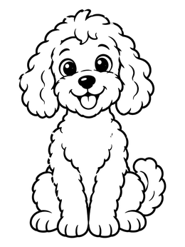 Free printable Cheerful Curly Cockapoo Puppy coloring page