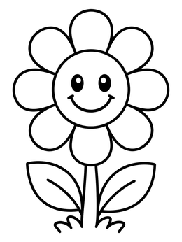 Free printable Cheerful Daisy With Smiling Face coloring page