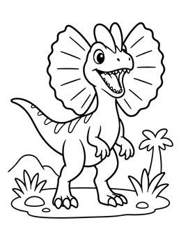Free printable Cheerful Dilophosaurus With Open Frill coloring page