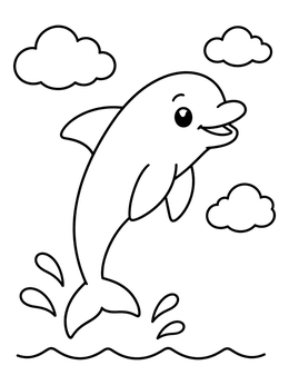 Free printable Cheerful Dolphin Jumping Above Waves coloring page