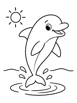 Free printable Cheerful Dolphin Leaping From Waves coloring page