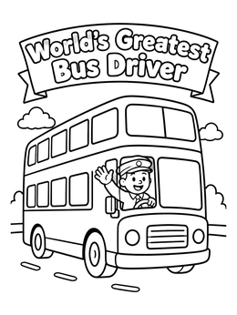 A friendly operator waves from his seat in this bus driver coloring page.