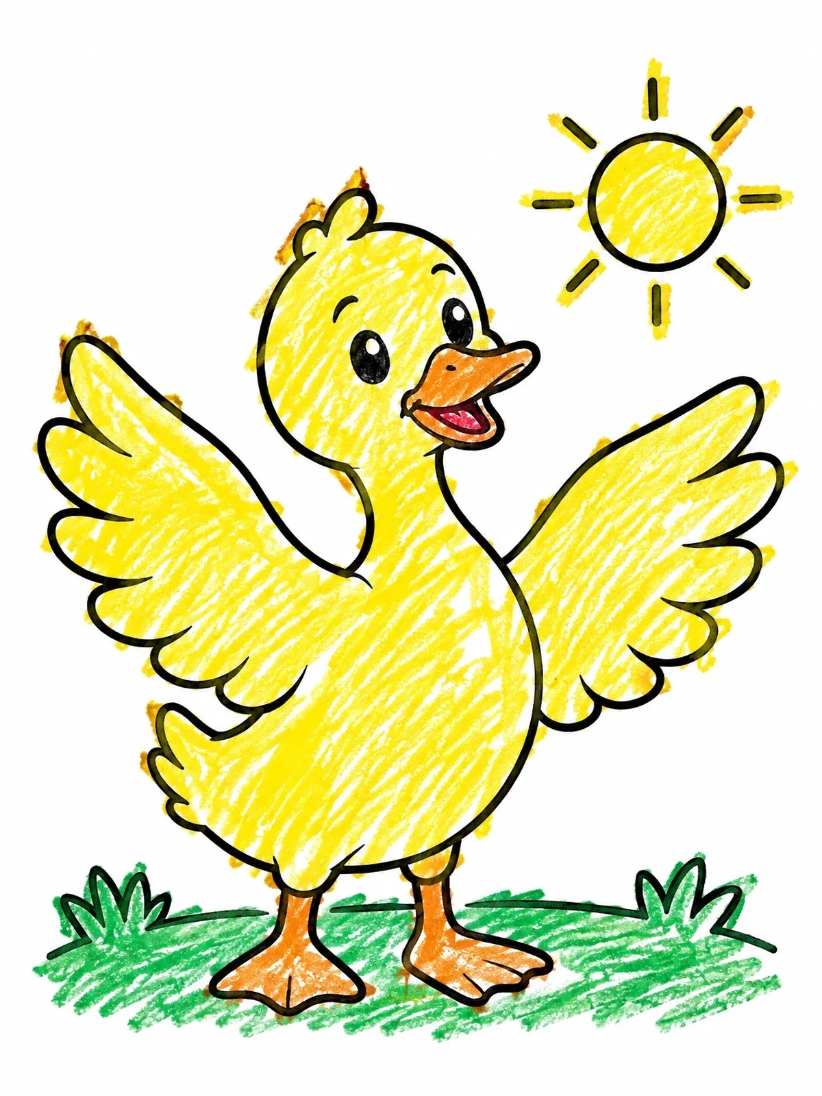 Colored example of the Cheerful Duck In The Morning Sun coloring page